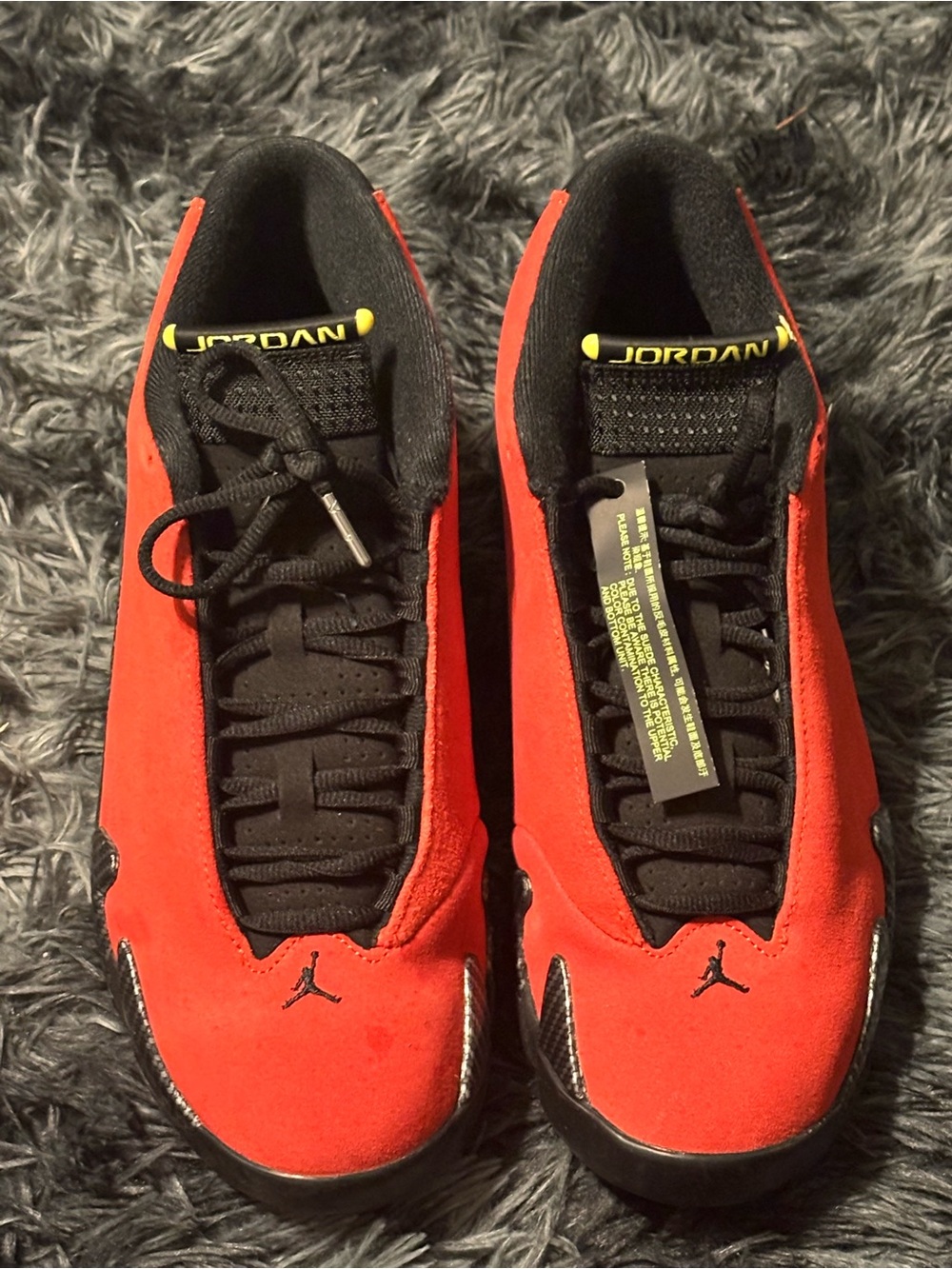 Jordan Men’s Red and Black Suede Basketball Sneakers